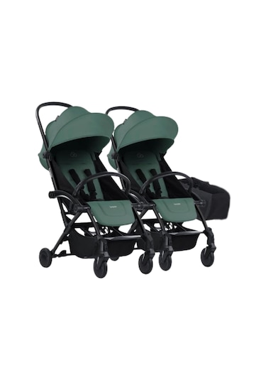 Bumprider Connect³ İkiz Bebek Arabası / Black - Olive & Yan Düzenleyici + Çanta