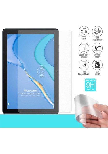 Microsonic Huawei Uyumlu MatePad T10S Matte Nano Glass Cam Ekran Koruyucu