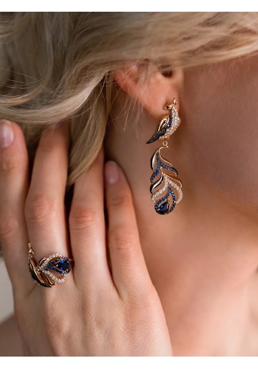 Lamponi Ateş Kuşu Yaldızlı 925 Ayar Gümüş Taşlı Yüzük 183815888 Altın