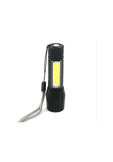Metal Polis El Feneri Mini 3 Mod Şarjlı 3 Watt 600 Lümen M-4140 Siyah