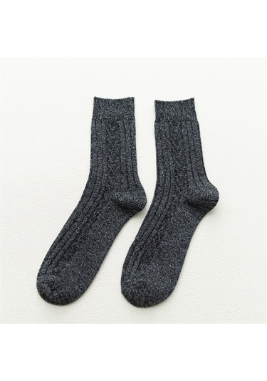 Qingmipy Kışlık Kalın Yaban Mersini Yünü Çorap, Erkek Kadın İçin Orta Boy, Isı Yalıtımı, Nefes Alıcı, Ter Emici, 5 Renk Rastgele, Tek Çift Siyah