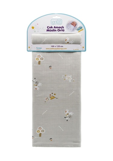 Sebi Bebe Çok Amaçlı Müslin Örtü 100x120 Cm Gri