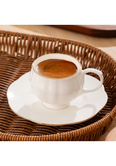 Porsima 4312 Emery 12 Parça Yaldızlı Porselen Kahve Fincan Takımı