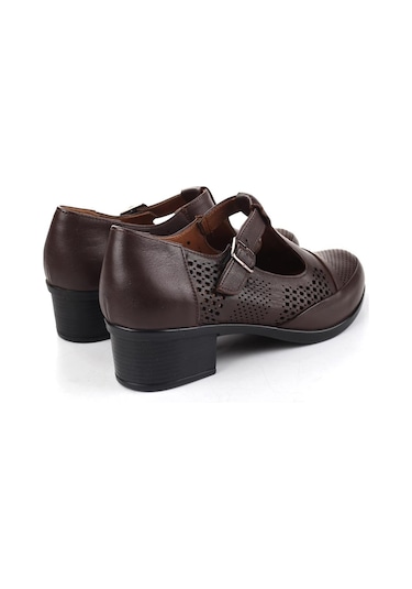 Castle Black 24565 Hakiki Deri Günlük 4 Cm Topuklu Kadın Ayakkabı 001