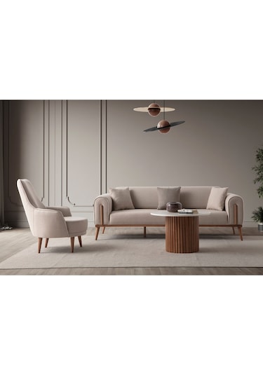 Riva 3+3+1+1 Koltuk Takımı Sütlü Kahve