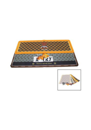 Dikdörtgen Renkli Desenli - Resimli Su Emici - Sihirli Banyo Paspası Elastik 116 X 37.5cm Çok Renkli