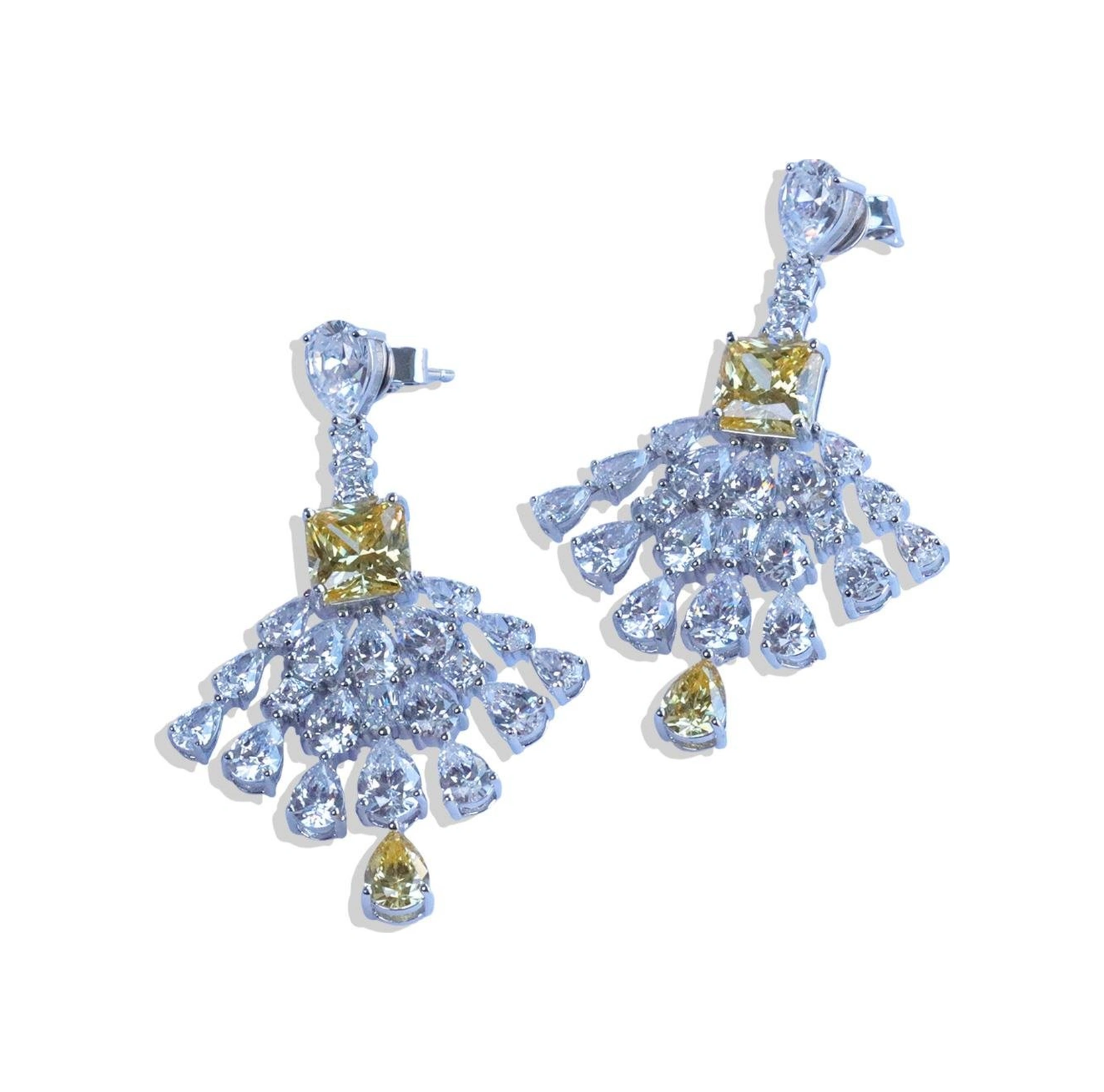 Damla Sitrin Taşlı Işıltı Gümüş Küpe Gümüş