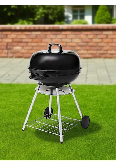 Xl Boy Kömürlü Küre Mangal Kapaklı Mangal 56cm Tekerlekli Yuvarl