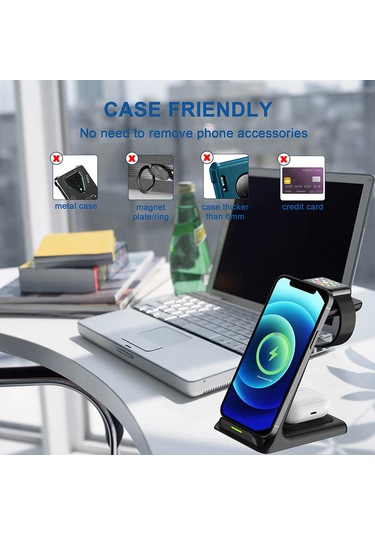 Honmex Beyaz 3'ü 1 Kablosuz Şarj Aleti: İphone, iOS Watch Uyumlu Ve Airpods İçin Çift Bobinli Hızlı Şarj - Qi Sertifikalı, Güvenli Ve Düzenli