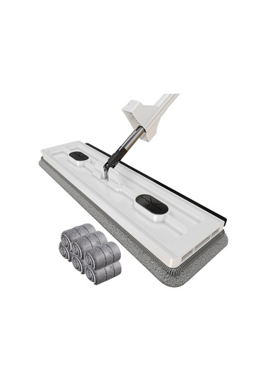 Sones 42cm Eller Serbest Ev Düz Paspas Mutfak Temizleme Tembel Zemin Temizleyici, Stil: Beyaz + 6 Mendil