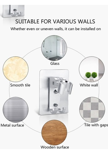 Novahub Banyo Yapışkan Montaj Duş Tutucu, Ayarlanabilir Duvara Monte Duş Tutucu Diğer