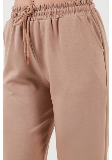 Lela Regular Fit Cepli Bayan Eşofman Altı 5865798 Bej
