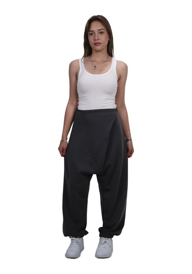 Kadın Modal Kumaş Yumuşak Dokulu Antrasit Şalvar Pantolon Antrasit