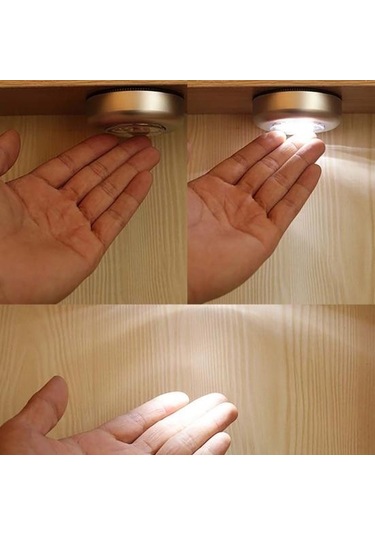 Siyah Kabine Dolap Dolap 3led Yuvarlak Lamba Kamp Çadırı Araba Gövde Dokunmatik Gece Lambası Siyah