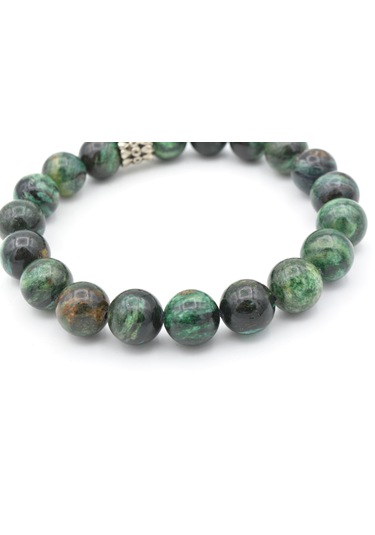 Hakiki Doğal Fuksit Taşı Bileklik 10 Mm Yeşil