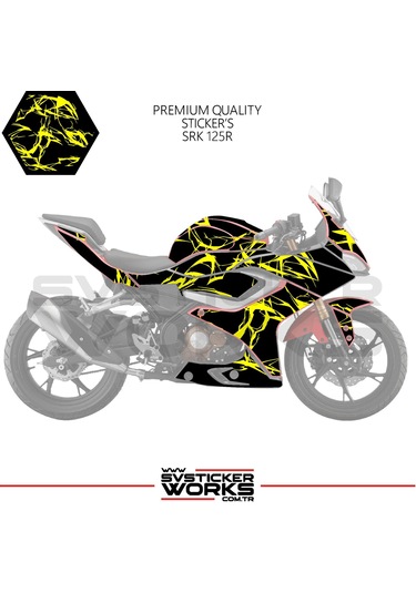 Rks Srk 125r Kaplama Sticker Şimşek Yıldırım Motor Kaplama Modeli Hazır Kit Sarı