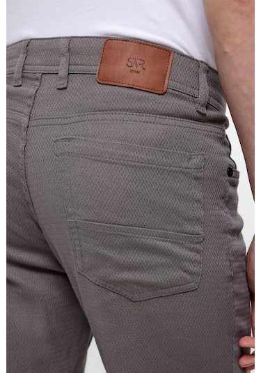 Süvari Gri Slim Fit 5 Cep Kalıp Armürlü Kanvas Pantolon