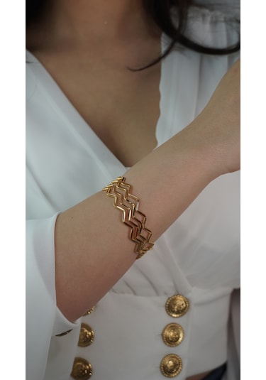22 Ayar Altın İşçiliksiz Zigzag Bilezik 10 Gr