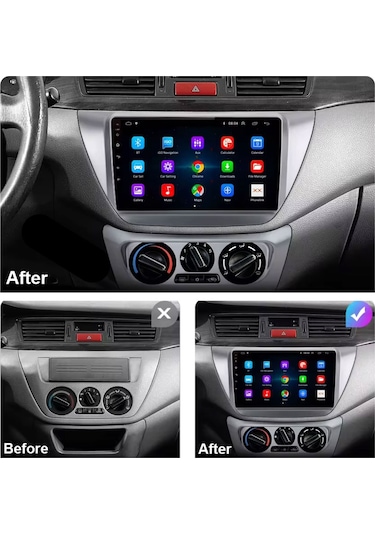 Mitsubishi Lancer Araç Multimedya Android Ekran Carplay Double Teyp 4+64 9" 04-08 Black Cadence
