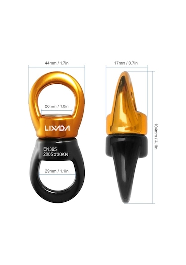 Novahub Lixada Swing Swivel 30kn Güvenli Dönme Aygıtı, Swing Spinner Karabina Döner Tırmanma İpi Dönme Cihazı Web Ağaç Salıncağı Kurma Hamak İçin Altın, Swing Spinner Karabina, Altın