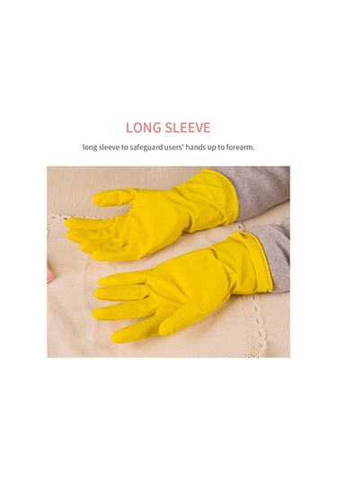 Ranyeek Sünger Lastik Ev İşleri Eldiveni - Yıkama Ve Temizlik İçin İnce L Beden Sarı Tam Parmaklı Eldiven