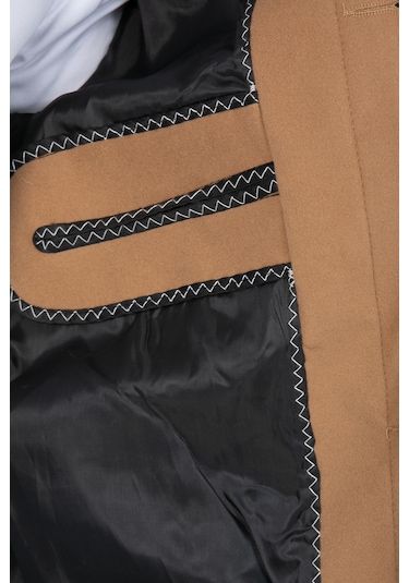 Erkek Vizyon Dar Kesim Uzun Kaşe Gömlek Yaka Palto & Kaban Vizon