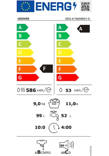 Hoover HDQ 4119 AMBS/1-S 1400 Devir 11+ 9 KG Kurutmalı Çamaşır Makinesi Beyaz