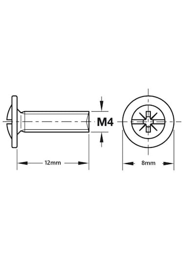 Çekmece Kulp Civatası M4 12mm 20 Adet