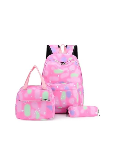 Üç Parçalı Öğrenci Okul Çantası Sırt Çantası 5ypyk7 Açık Pembe - Gri