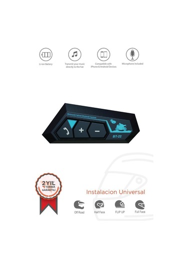 Torima 22 Bluetooth Motosiklet Kulaklığı Intercom Siyah Motorsiklet Kulaklık