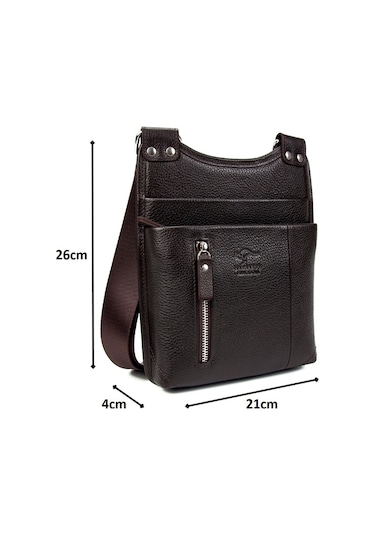 Erkek Hediye Postacı Hakiki Deri Kahverengi Çanta Kangaroo 8701K