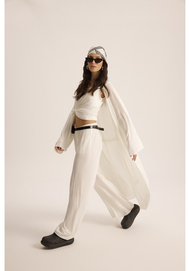 Mai Studios Co. Raina Ekru Kimono Basic Üçlü Takım Ekru