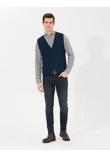 Pierre Cardin Erkek Lacivert Melanj Triko Yelek 50263176-vr120 Lacivert