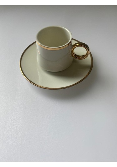 Tr-2425 Porselen Kahve Takımı Beyaz - Gold