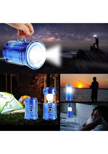 Solar Şarjlı Kamp Lambası Güneş Enerjili Kızaklı Kamp Feneri Çadır Feneri Led Işıldak Çoklu Renk