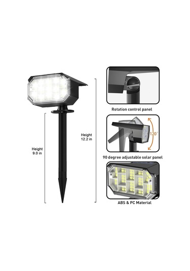 Güneş Spot Işıkları Açık, 66 Leds Peyzaj Spotları Ip65, 660 Lümen, 4 Paket