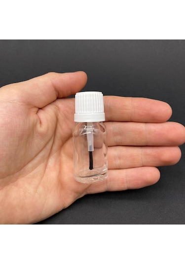 10 Cc Fırçalı Cam Şişe - Şeffaf - 10 Ml Kilitli Kapaklı Fırçalı Cam Şişe X 3 Adet