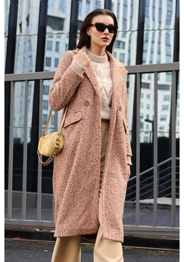 Giyim Dünyası Kadın Buklet Oversize Kaban Taba 001