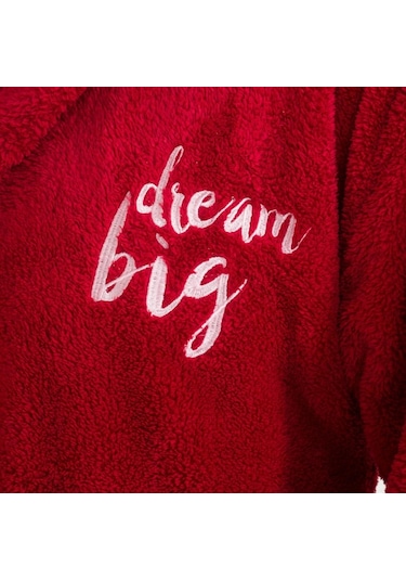 Welsoft Kapüşonlu Peluş Kadın Sabahlık Bordo