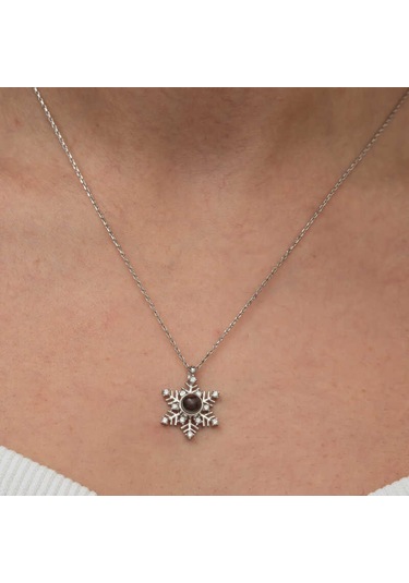 Gümüş 100 Dilde Seni Seviyorum Kar Tanesi Kadın Kolye Sl9097 Gümüş