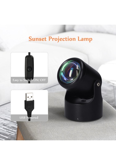 Maiyame Romantik Atmosfer İçin Usb Güçlü Led Projeksiyon Lamba, Dekoratif Gece Işığı, Yatak Odası Ve Salon Aydınlatması Siyah