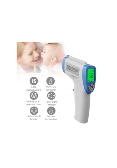 Teltree Mavi Elden Tutulan Entegre Infrared Test Cihazı - Dokunmadan Yüz Sıcaklığı Ölçer, Hızlı Ve Hassas Ölçüm, Yüksek Sıcaklık Uyarısı Pil Yok