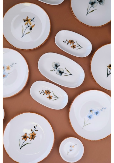 Tabak Evi Porselen Azelya Kahvaltı Ve İkram Takımı 6 Kişilik 14 Parça Çok Renkli