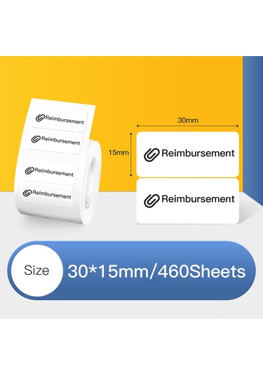 Moveevo Beyaz Çift Satırlı Termal Etiket Kağıdı 30x15mm - 460 Adet, Suya Dayanıklı, Serbest Boyalı, Otomatik Yapışkan - Ev, Ofis, Mağaza Kullanıma Uygun 1 Rulo