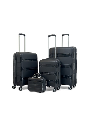 Lucas Polipropilen Kırılmaz Valiz Seti, 4'lü Set - Siyah Siyah