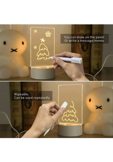 Yaratıcı Led Yazı Tahtası 7 Renkli Gece Lambası, Dokunmatik Ve Uzaktan Kumanda 9 Çok Renkli