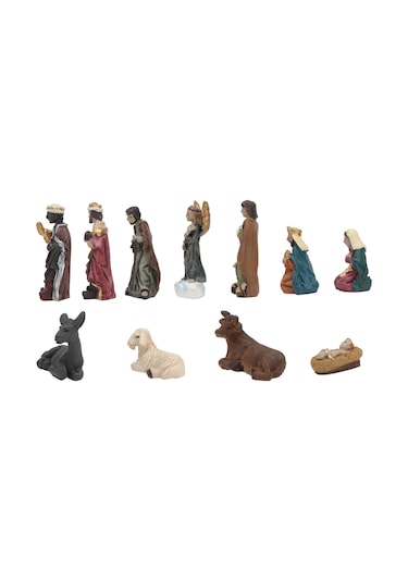 Vkemall 11 Parça Reçine Doğum Sahnesi Seti - Noel Dekorasyonu Masaüstü Figürleri Hediye
