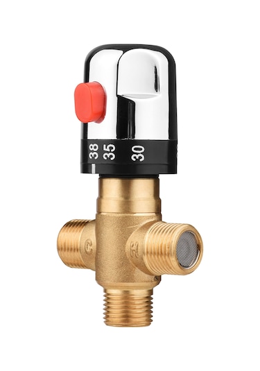 Xindoker Ev İçin Bronz Isı Kontrol Valfi - G1/2 Termostatlı Boru Valfi, Güneş Enerjisi Ve Isıtıcı Uyumlu, Otomatik Sıcaklık Regülatörü
