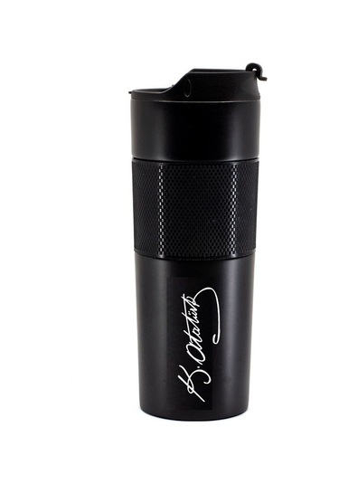 Hediye Vakti Kişiye Özel Mustafa Kemal Atatürk İmzalı French Press Termos 1 L Siyah