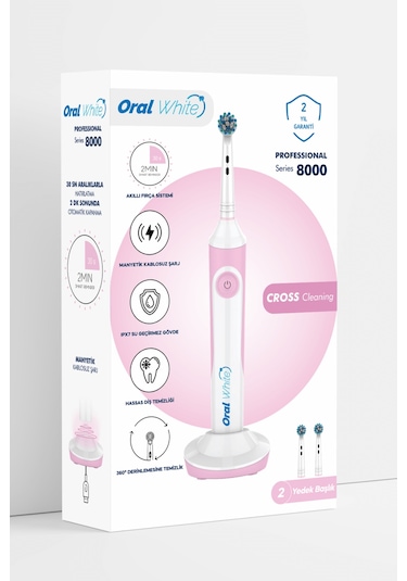 Oral White Professional Series 8000 Şarjlı Diş Fırçası Pembe